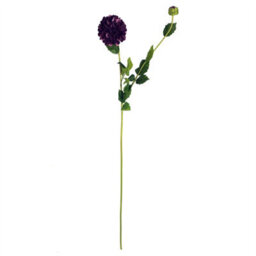 Leaf Pack Of 6 X 75Cm Artificial Dahlia Pompom Flower Stem Purple - thumbnail 3