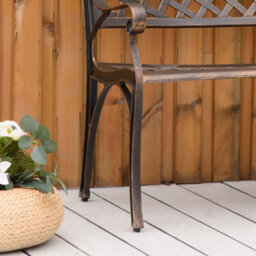 Outsunny Cast Aluminium Garden Bench 2 Seater Antique Park Loveseat, Bronze - thumbnail 7