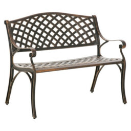 Outsunny Cast Aluminium Garden Bench 2 Seater Antique Park Loveseat, Bronze - thumbnail 2