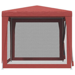 Berkfield Party Tent With 4 Mesh Sidewalls Red 2.5X2.5 M Hdpe - thumbnail 4