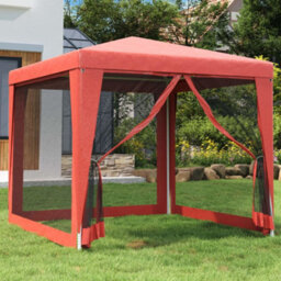 Berkfield Party Tent With 4 Mesh Sidewalls Red 2.5X2.5 M Hdpe
