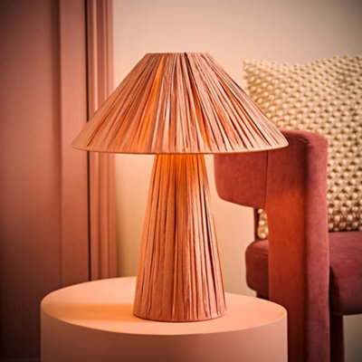 Valuelights Kaiya Pink Woven Paper Tapered Table Lamp With Bulb - image 1