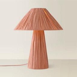 Valuelights Kaiya Pink Woven Paper Tapered Table Lamp With Bulb - thumbnail 3