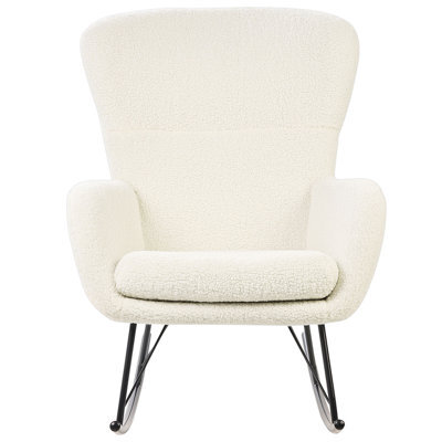 Beliani Bouclé Rocking Chair Beige With Black Metal Legs - Modern Rocking Armchair, W74 X D99 X H99Cm - image 1