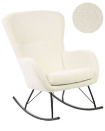 Beliani Bouclé Rocking Chair Beige With Black Metal Legs - Modern Rocking Armchair, W74 X D99 X H99Cm - thumbnail 3