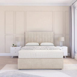 "Sloomy 4Ft6  Manhattan Divan Bed Base Cream Plush ,2 Drawers & 26"" Struts Headboard - Double" - thumbnail 2
