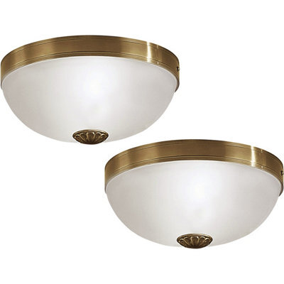 Stylish 2 Pack Wall Flush Ceiling Light With Bronzed Shade And Satin Glass - image 1
