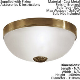 Stylish 2 Pack Wall Flush Ceiling Light With Bronzed Shade And Satin Glass - thumbnail 2