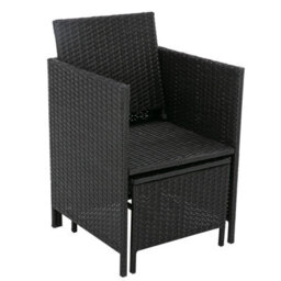 MCC Direct Rattan Garden Dining Table And Chair Set Outdoor Patio Furniture Cuba Black - thumbnail 5