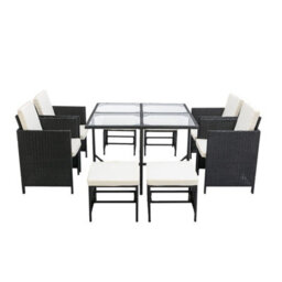 MCC Direct Rattan Garden Dining Table And Chair Set Outdoor Patio Furniture Cuba Black - thumbnail 2