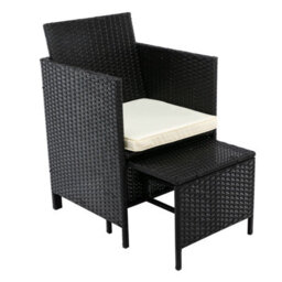 MCC Direct Rattan Garden Dining Table And Chair Set Outdoor Patio Furniture Cuba Black - thumbnail 3