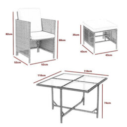 MCC Direct Rattan Garden Dining Table And Chair Set Outdoor Patio Furniture Cuba Black - thumbnail 8