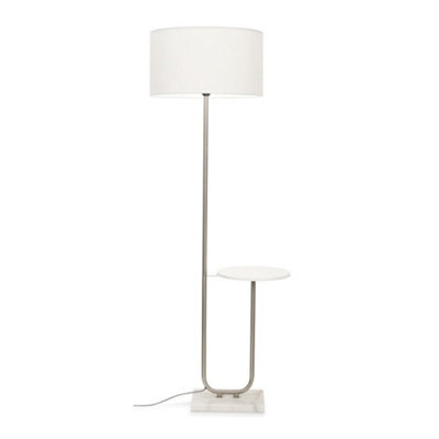 Valuelights Tavel Brushed Chrome Silver Floor Lamp With Table And White Shade - image 1