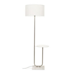 Valuelights Tavel Brushed Chrome Silver Floor Lamp With Table And White Shade - thumbnail 1