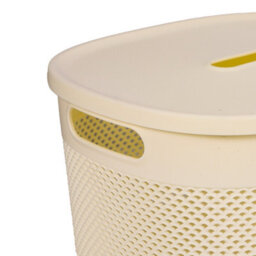 Medium Oval Plastic Storage Basket With Lid - Compact Ventilated Organiser For Home & Bathroom 28X22X15Cm - thumbnail 5