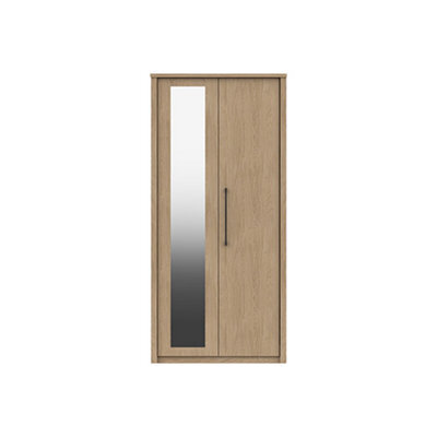 Ashbourne 2 Door Robe With Mirror - Natural Oak On Express Delivery And Ready Assembled - image 1