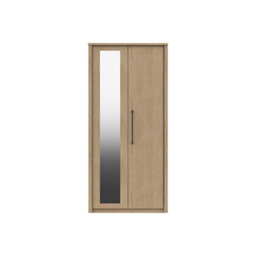 Ashbourne 2 Door Robe With Mirror - Natural Oak On Express Delivery And Ready Assembled