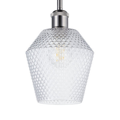 Happy Homewares Modern And Compact Diamond Design Clear Glass Pendant Lamp Shade - 17Cm X 17Cm - image 1