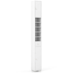 Costway 180 Cm Bathroom Tall Slim Cabinet Freestanding Storage Cabinet W/ Drawer-White - thumbnail 2