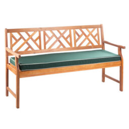 Alfresia 3 Seater Wooden Garden Bench With Luxury Green Garden Cushion