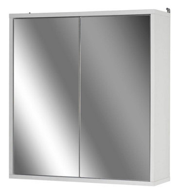 Urbn-Living Urbnliving Height 60Cm Wooden Wall White Bathroom Storage Cabinet With Mirror And 2 Full Doors - image 1