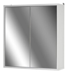 Urbn-Living Urbnliving Height 60Cm Wooden Wall White Bathroom Storage Cabinet With Mirror And 2 Full Doors - thumbnail 1