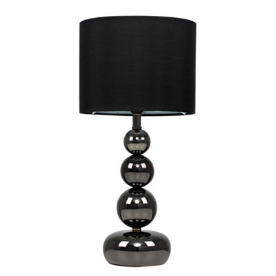 Valuelights Marissa Chrome Touch Table Lamp With Black Faux Silk Shade - image 1