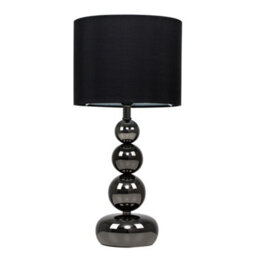 Valuelights Marissa Chrome Touch Table Lamp With Black Faux Silk Shade - thumbnail 1