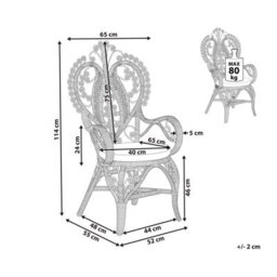 Beliani Peacock Chair Carrara Rattan Natural - thumbnail 3