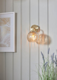 Anson Lighting Iowa Wall Light Finished In Satin Brass Plate And Champagne Lustre Glass - thumbnail 3