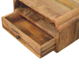 Artisan Furniture Solid Wood Avora Wall-Mounted Bedside, 1 Drawer & 1 Shelf, Brown - thumbnail 8