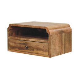 Artisan Furniture Solid Wood Avora Wall-Mounted Bedside, 1 Drawer & 1 Shelf, Brown - thumbnail 4