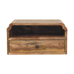 Artisan Furniture Solid Wood Avora Wall-Mounted Bedside, 1 Drawer & 1 Shelf, Brown - thumbnail 2