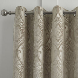 Curtina Chateau Damask Patterned Pair Of Natural Eyelet Curtains - thumbnail 2