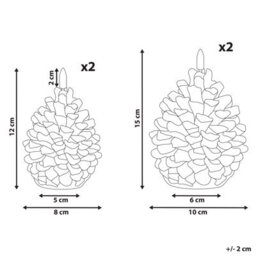 Beliani Set Of 4 Led Candles Ivresse Pinecone 15/12 Cm Brown - thumbnail 3