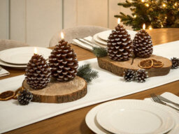 Beliani Set Of 4 Led Candles Ivresse Pinecone 15/12 Cm Brown - thumbnail 2
