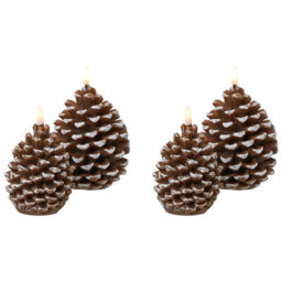 Beliani Set Of 4 Led Candles Ivresse Pinecone 15/12 Cm Brown