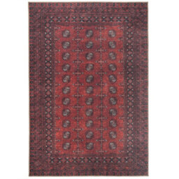 Loomed Distressed Red Traditional Persian Style Washable Non Slip Rug 200X290Cm - thumbnail 1