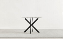 Furniturebox Novara 100Cm 4 Seater White Marble Effect Round Wooden Dining Table With Matte Black Legs - thumbnail 7