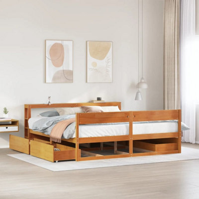 Berkfield Bed Frame Without Mattress Wax Brown 180X200 Cm Super King Size Solid Wood Pine - image 1