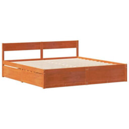 Berkfield Bed Frame Without Mattress Wax Brown 180X200 Cm Super King Size Solid Wood Pine - thumbnail 5