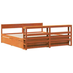 Berkfield Bed Frame Without Mattress Wax Brown 180X200 Cm Super King Size Solid Wood Pine - thumbnail 8