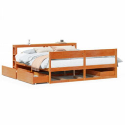 Berkfield Bed Frame Without Mattress Wax Brown 180X200 Cm Super King Size Solid Wood Pine - thumbnail 2
