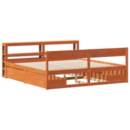 Berkfield Bed Frame Without Mattress Wax Brown 180X200 Cm Super King Size Solid Wood Pine - thumbnail 3