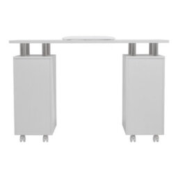 Living And Home White Mobile 8-Drawer Manicure Table With Lockable Castors, 119.5Cm W X 45Cm D X 78.5Cm H - thumbnail 5