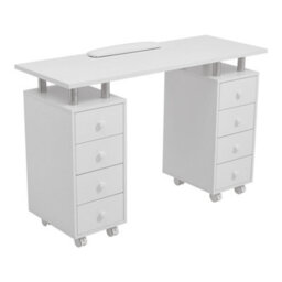Living And Home White Mobile 8-Drawer Manicure Table With Lockable Castors, 119.5Cm W X 45Cm D X 78.5Cm H - thumbnail 3