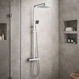 Plum&clay Complete Bathroom Suite Chrome Taps 600mm Grey Wall Hung Vanity Unit Bath Shower Screen Toilet Waste - thumbnail 6