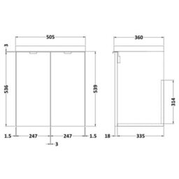 Hudson Reed Fusion Wall Hung 2 Door Vanity Unit & Polymarble Basin, Stylish Vanity Unit With Basin, Gloss White, 500mm - thumbnail 5