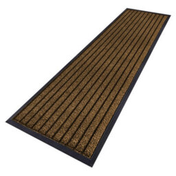 Aspire Homeware Aspire Brown Striped Pvc Rubber Mat Large Runner Anti Slip Dirt Trapper, (L)300Cm X (W)80Cm
