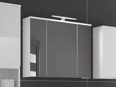 Impact Furniture Bathroom Mirror Cabinet With Led Lights Wall Hung 800mm Illuminated Storage Unit White Cupboard Spice - image 1